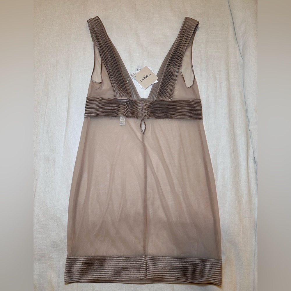 La Perla NWT Silk Blend Sheer Teddy Dress Tan - Picture 12 of 16